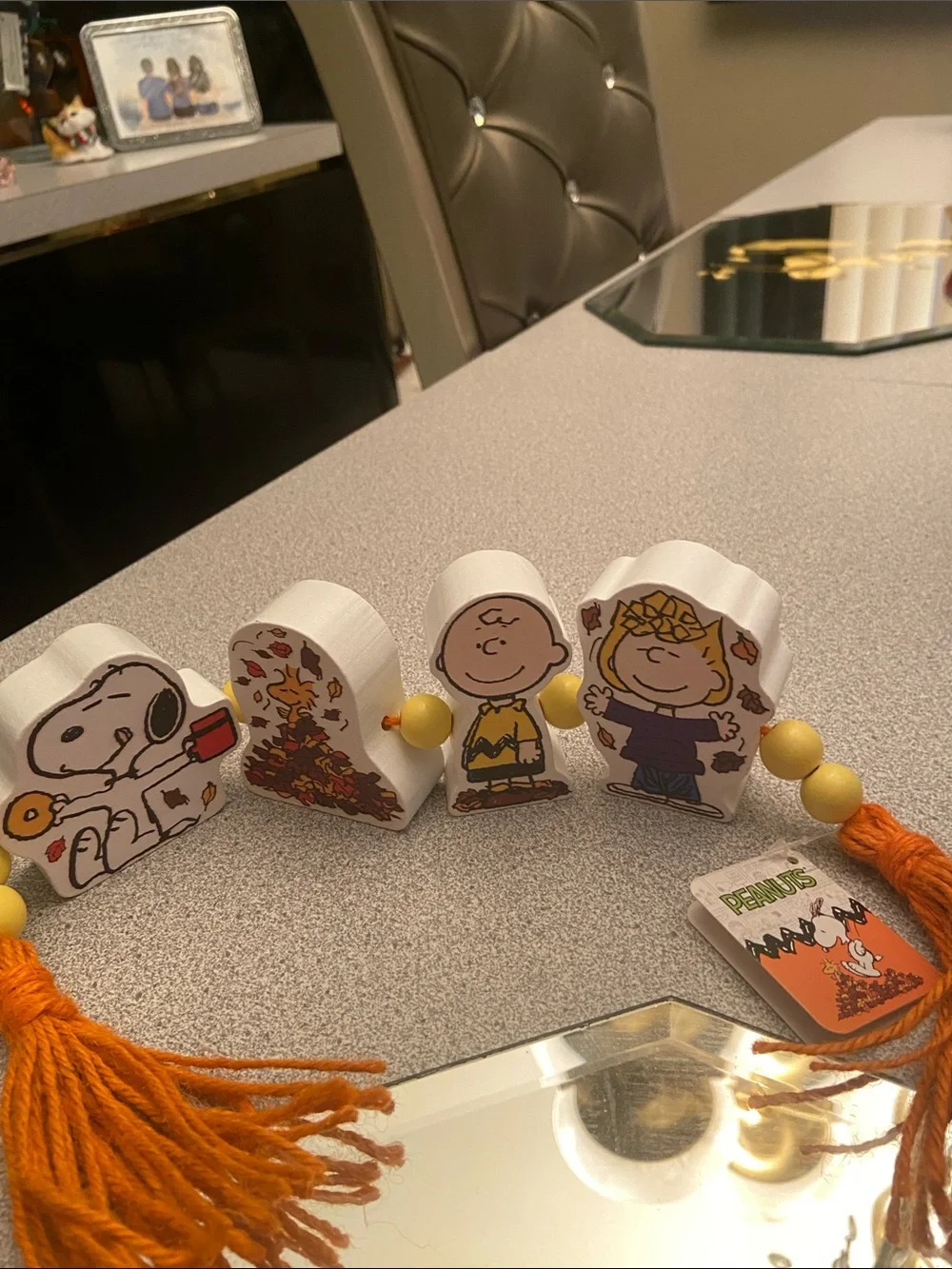 Peanuts Wooden Character Garland - White and Yellow